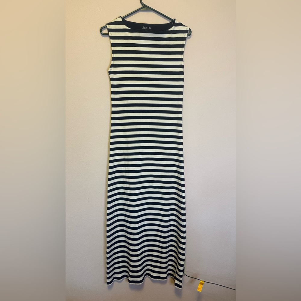 JCrew boatneck stripe ribbed jersey maxi dress